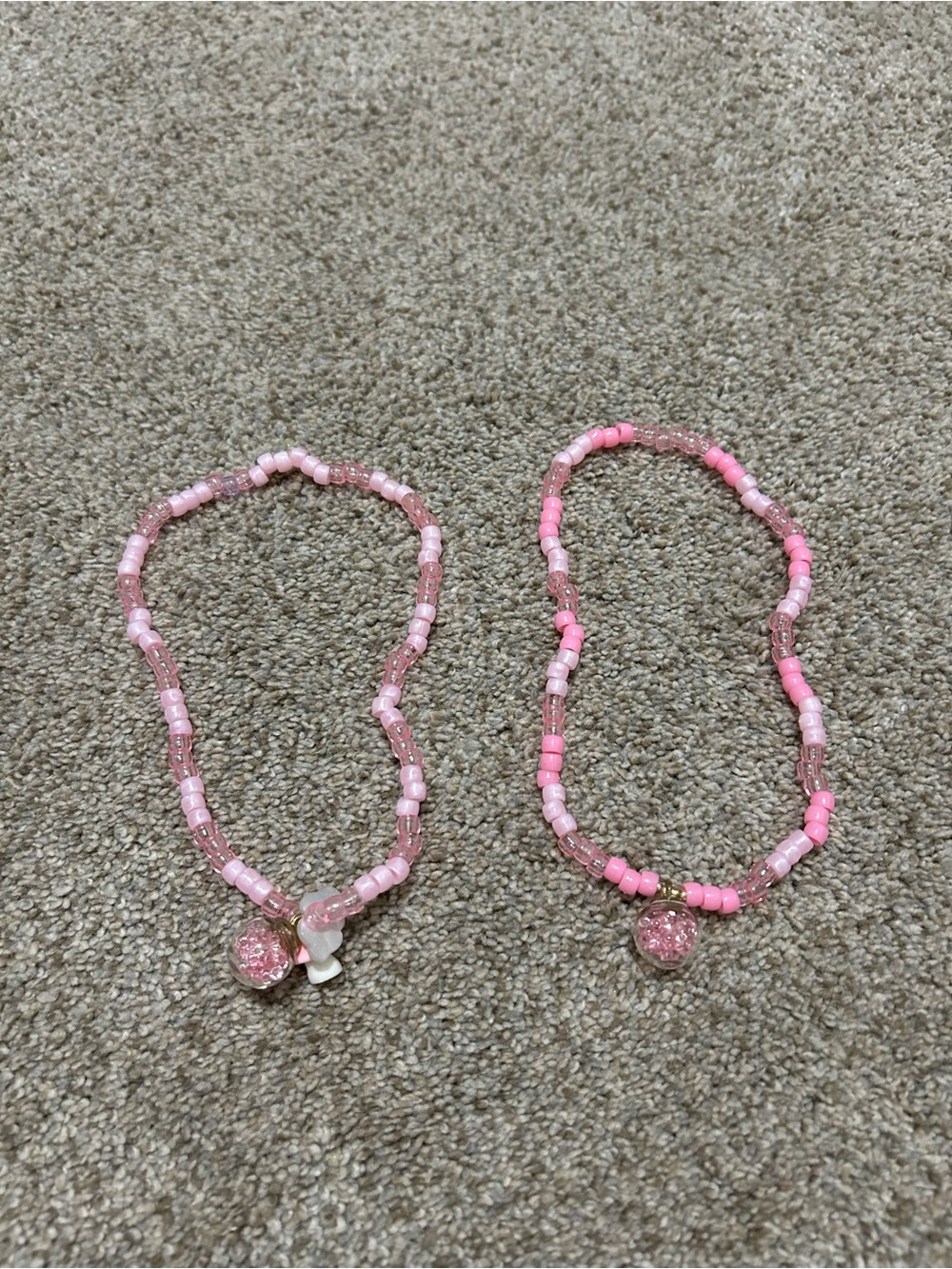Pink Beaded Necklace Duo with Sparkle Charm